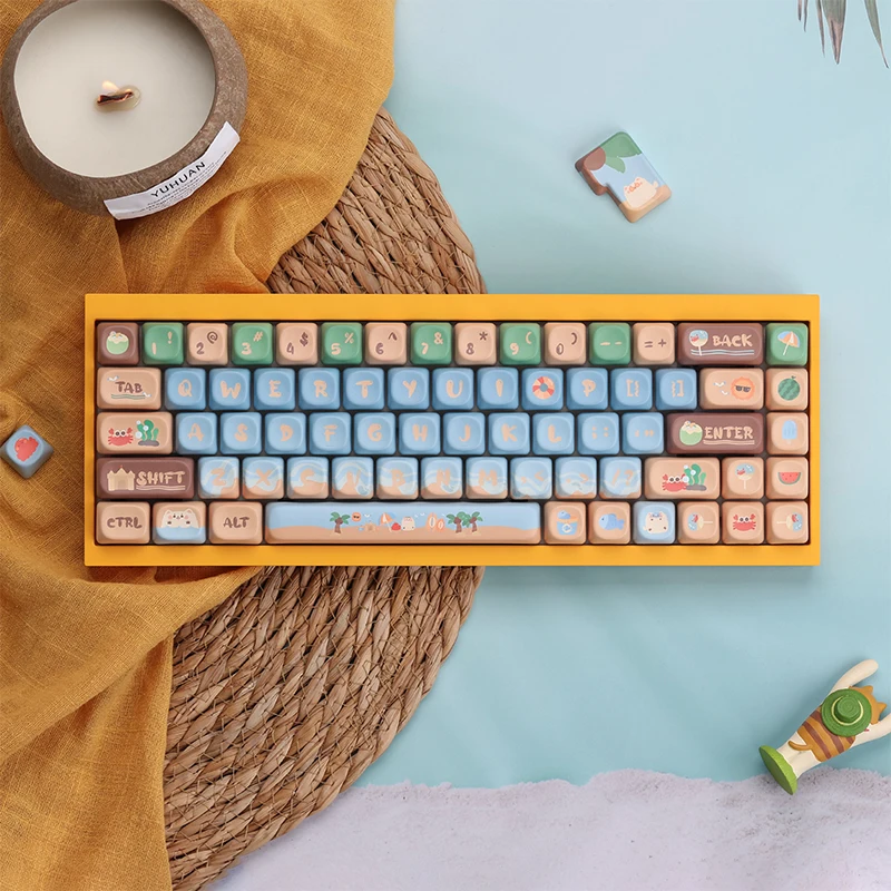 Custom mechanical keyboard PBT material moa highly sublimated process, beach coconut keycaps