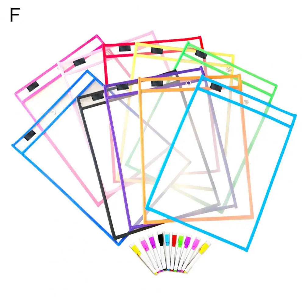 6/10Pcs Dry Erase File Bag Reuse Teaching Supplies Smooth Writing Dry Erase File Folder School Supplies