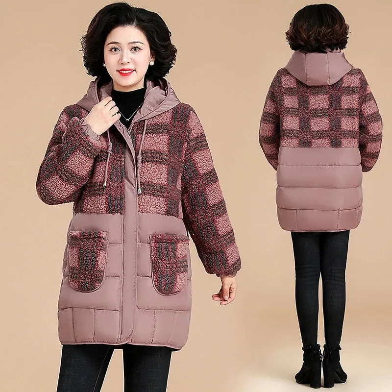 2023 New Mother\'s Winter Down Cotton Coat For Middle Aged Women\'s Large Medium And Long Thickened Cotton Coat Cotton Coat P19