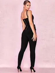 HQBORY, monos con cinturón sin mangas y cuello en V para mujer, monos ajustados de oficina para mujer, pantalones pitillo de punto, monos