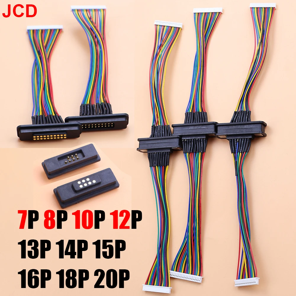 1set 2A 7/8/10/12/13/14/15/16/18/20Pin DC Magnetic PogoPin Connector Male Female With Ribbon Cable Spring Loaded DC Power Socket