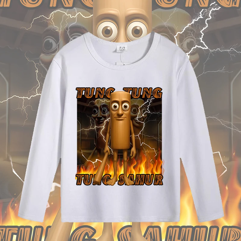 

Tung Tung Tung Sahur Long Sleeve T-shirt Italian Brainrot Boy Cotton Tee Men Leisure Sports Top Children Anime Home Clothing New