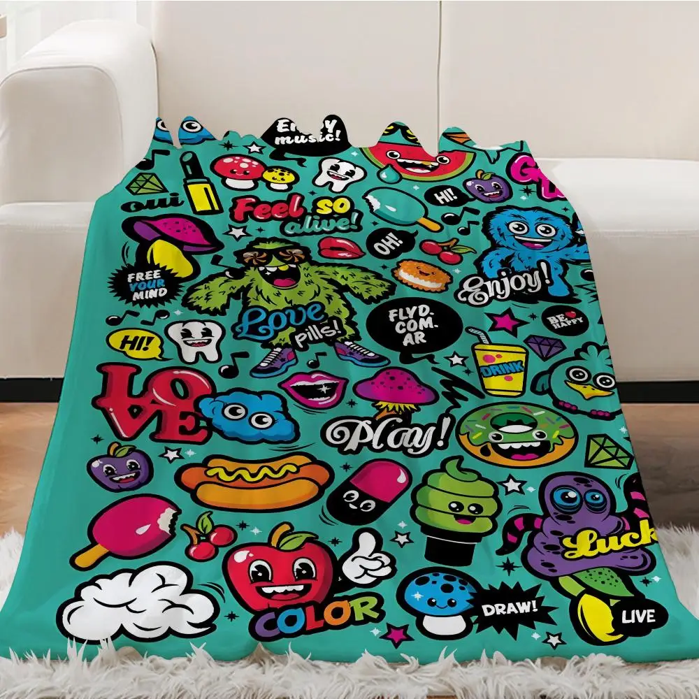 

Texture stitching printing Throw Blanket Aesthetic Art Flannel Blanket Portable Home Travel Camping Sofa Picnic Thickening