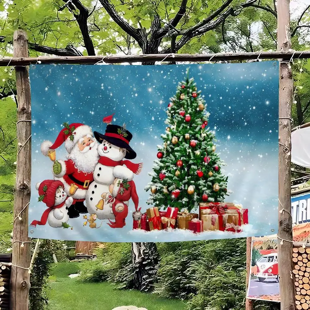 Snowmen Merry Christmas-themed Banner INS Style Outdoor Party Decoration Atmosphere Flag
