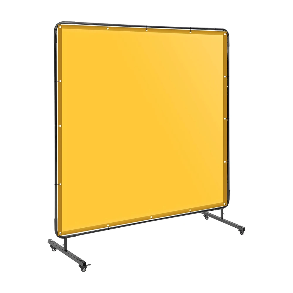 

Flame-Resistant Welding Screen with Lockable Wheels - Transparent PVC Welding Curtain & Steel Frame, Yellow Safety Partition