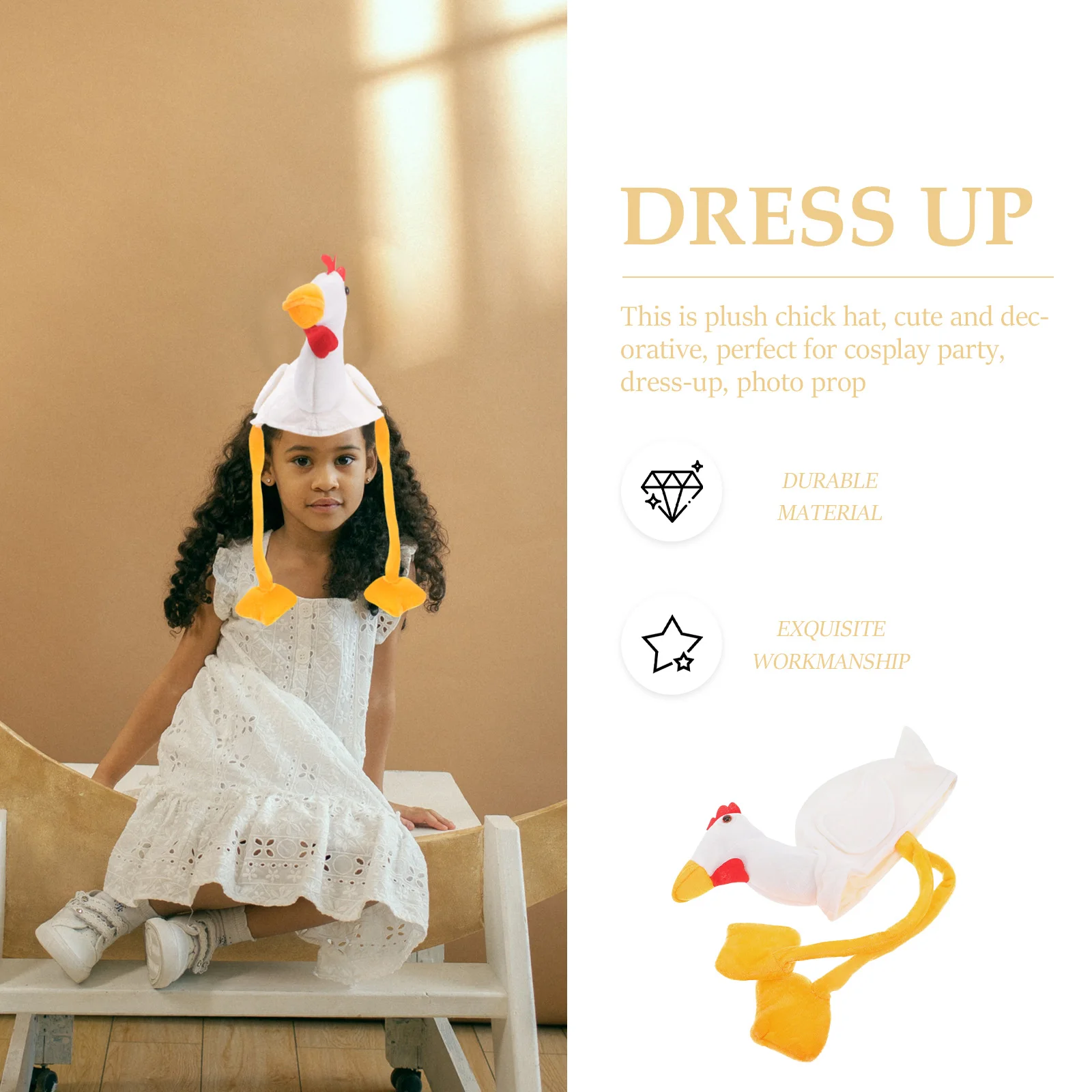 

White Cartoon Animal Hat Photo Prop Cosplay Party Accessories Comfortable Turkey Headband