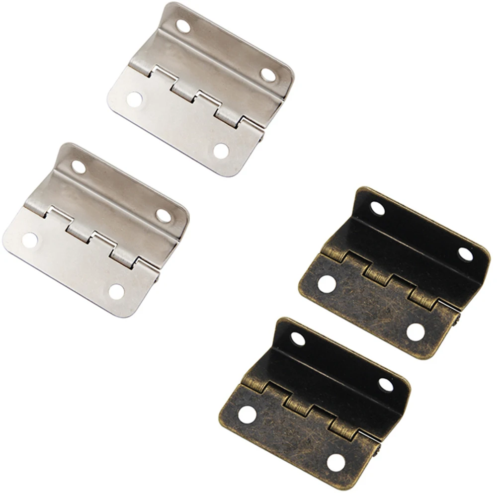 2Pcs Three-fold Metal Hinge Small Cabinet Hinges Decorative Box Hinges for Small Cabinet,Door,Wardrobe,Ewelry Chest,Music Case
