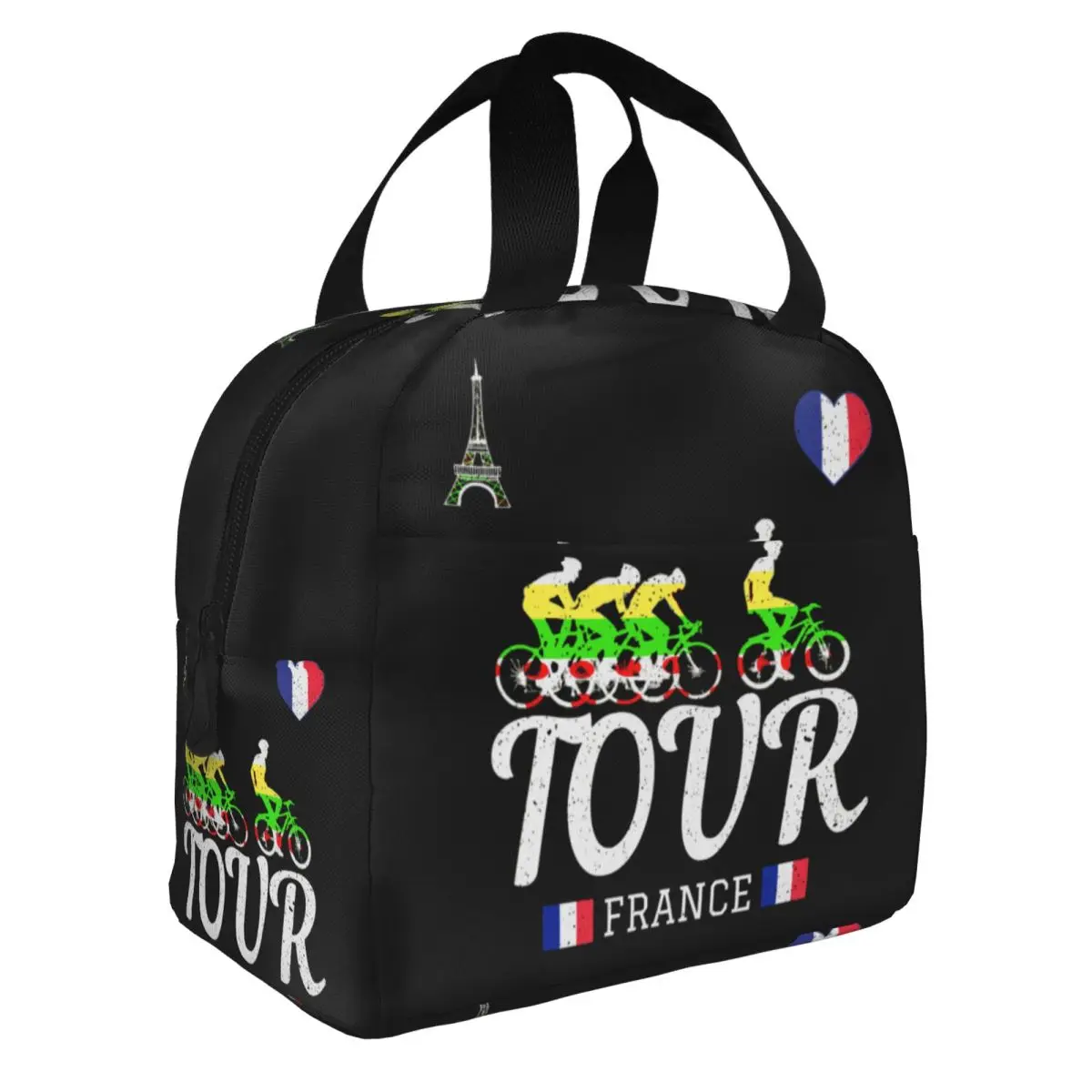 French Flag Bicycle Racing Tour De France Insulated Lunch Bag for Women Resuable Thermal Cooler Lunch Tote Office Picnic Travel