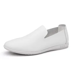 Fashion Slip-on Flat-soled Men Loafers Spring Autumn Soft-soled Casual Man Driving Shoes Designer Solid Color Male Leather Shoes