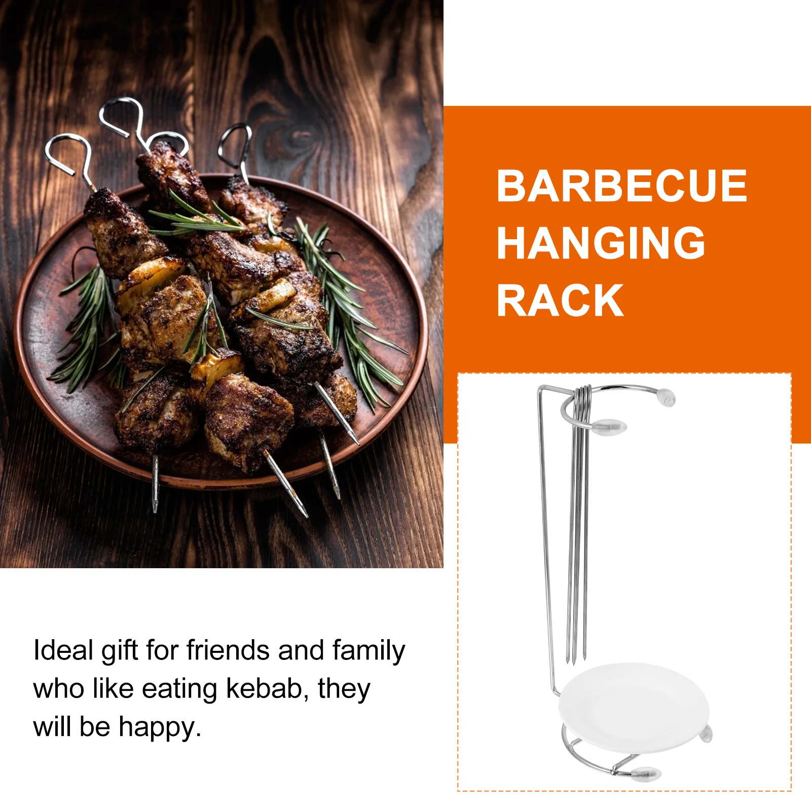 Roast Rack Barbecue Skewers for Grill Vertical Plate Reusable Hanging Bracket Stainless Steel