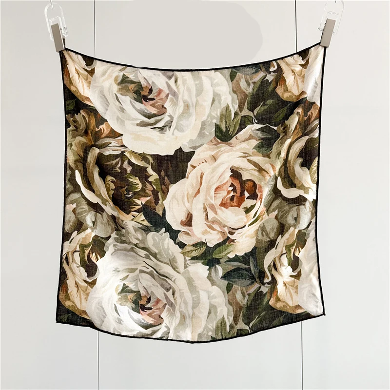 

Luxury Designers Scarf Women Head Neck Bandanas Handmad Rolling Shawls Silk Wool Blends Square Warm Scarves Gift 65CM