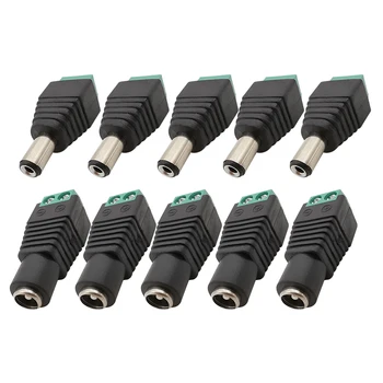 암 수 DC 전원 플러그 잭 어댑터, CCTV 카메라 LED 스트립 커넥터용, 12V, 5.5mm x 2.5mm, 2 개, 5 개, 10 개