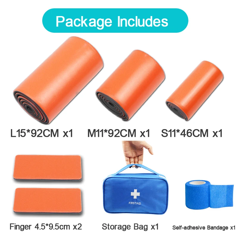 7PCS Survival Bandage Roll Pet Splint Leg Wrist Finger Arm Fixed Rescue Protection Belt Brace Fracture Fixation Emergency Set B2