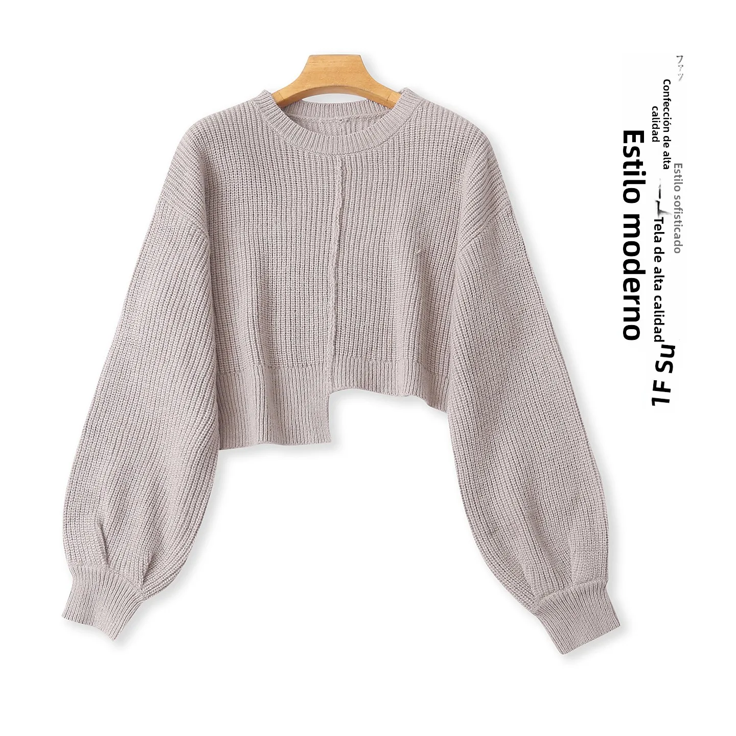 

Irregular round Neck Long Sleeve Short Sweater Pure Color Autumn New Women's Clothing Comfortable Fit Fashion Commute Style