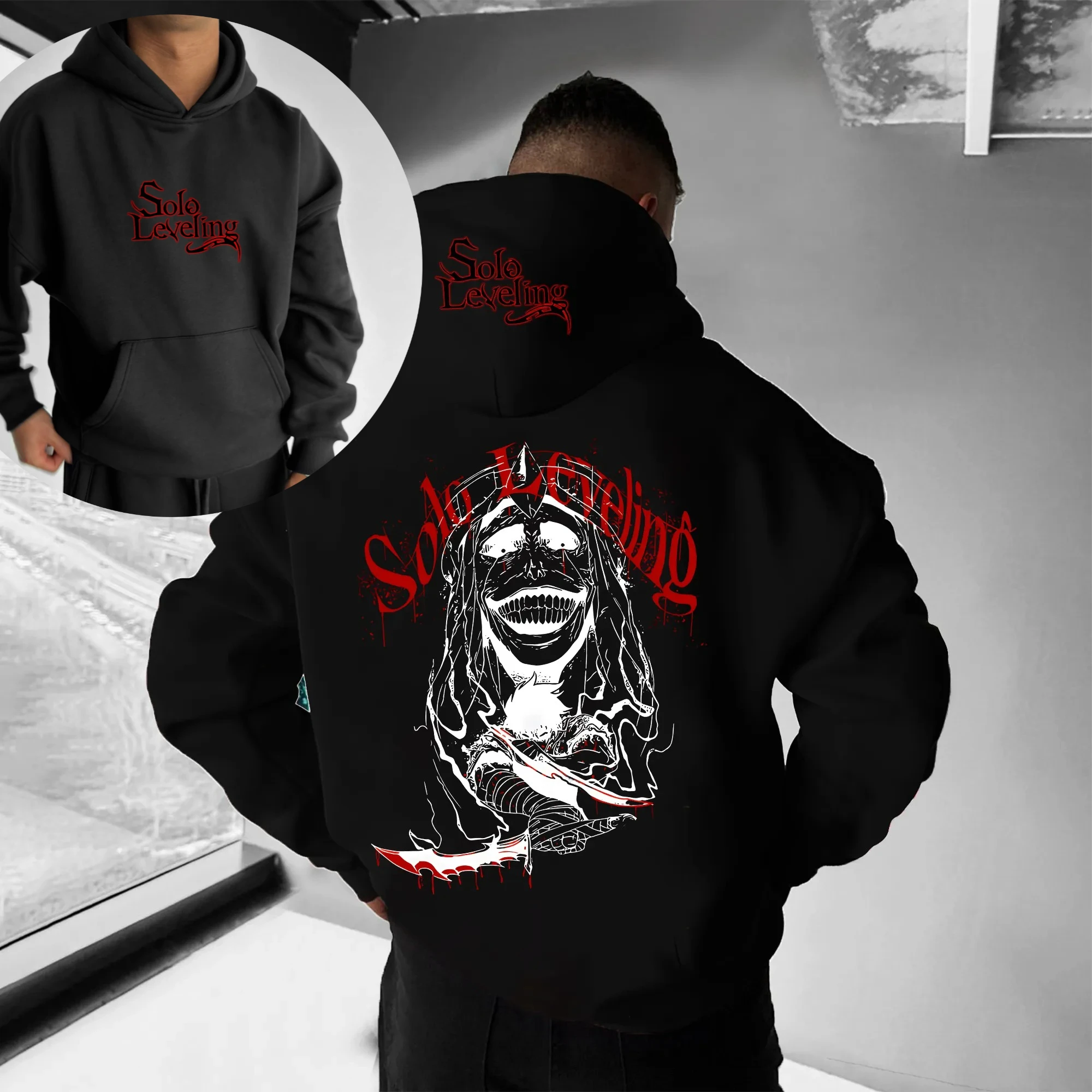 

Solo Leveling Parent-child Clothing Autumn and Winter Japanese Hotblooded Animation Classic Character Hoodie Men's and Women's