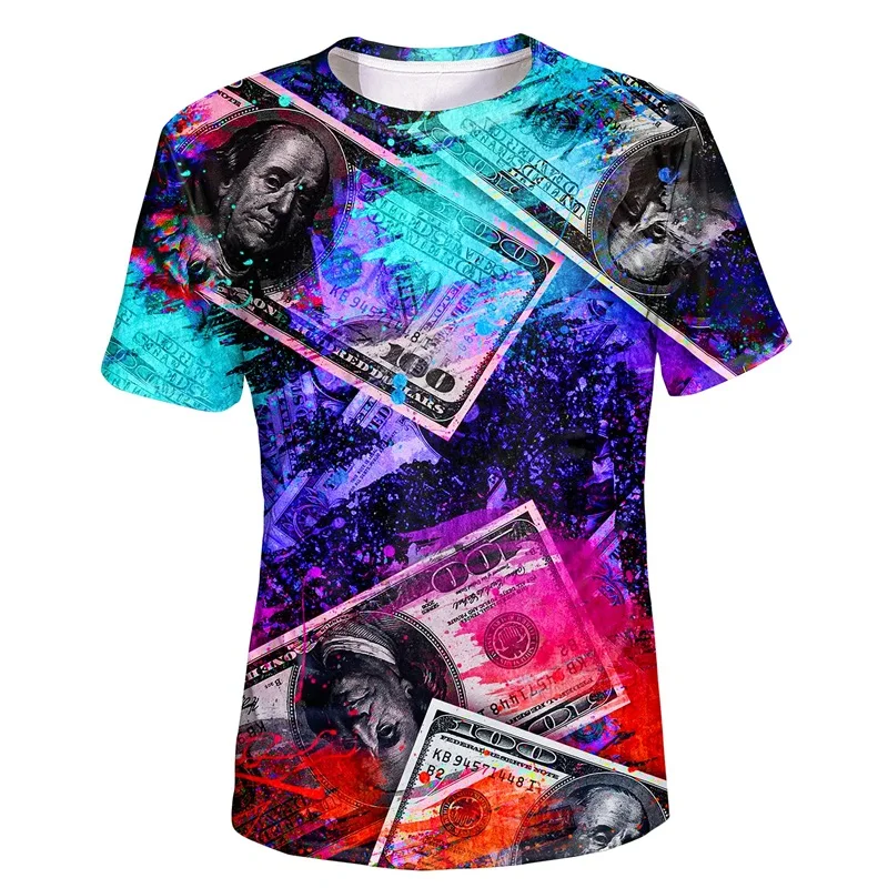 3D Print US Dollar Graphic T-Shirt For Men And Women Summer Short Sleeve Adult Novelty Tee Shirt Mens Plus Size T Shirts