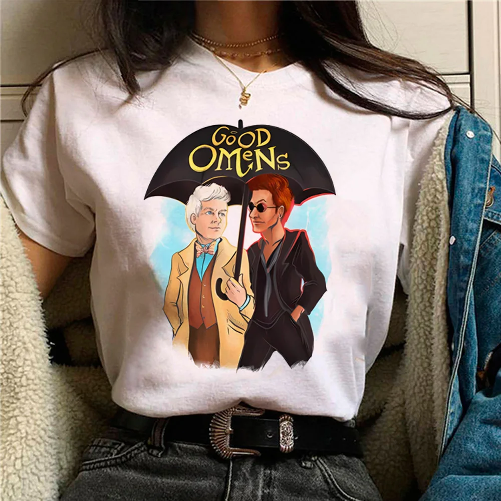 Good Omens t shirt women harajuku Tee girl manga Japanese y2k clothes