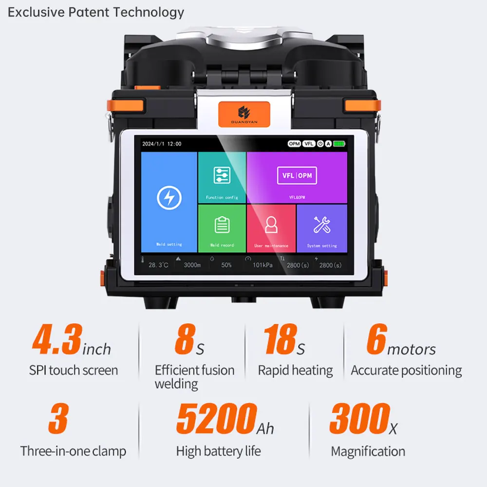 M5  4.3inch Screen Fiber Optic fusion Splicer 6 Motors FTTH Optical Fiber Splicer Fusion Machine for Network Fiber