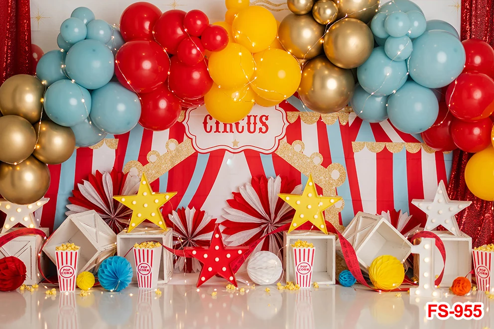 Red Circus Carnival Backdrop Circus Tent Theme Party Decorations Background Amusement Park Carousel Circus Troup Birthday Party