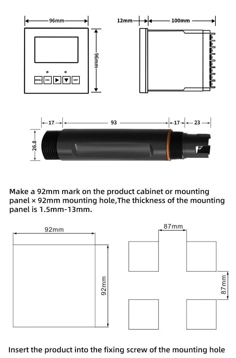 ph transmitter transducer 4-20 ma ph and temperature controller meter modbus analog sensor water ph tds tester digital