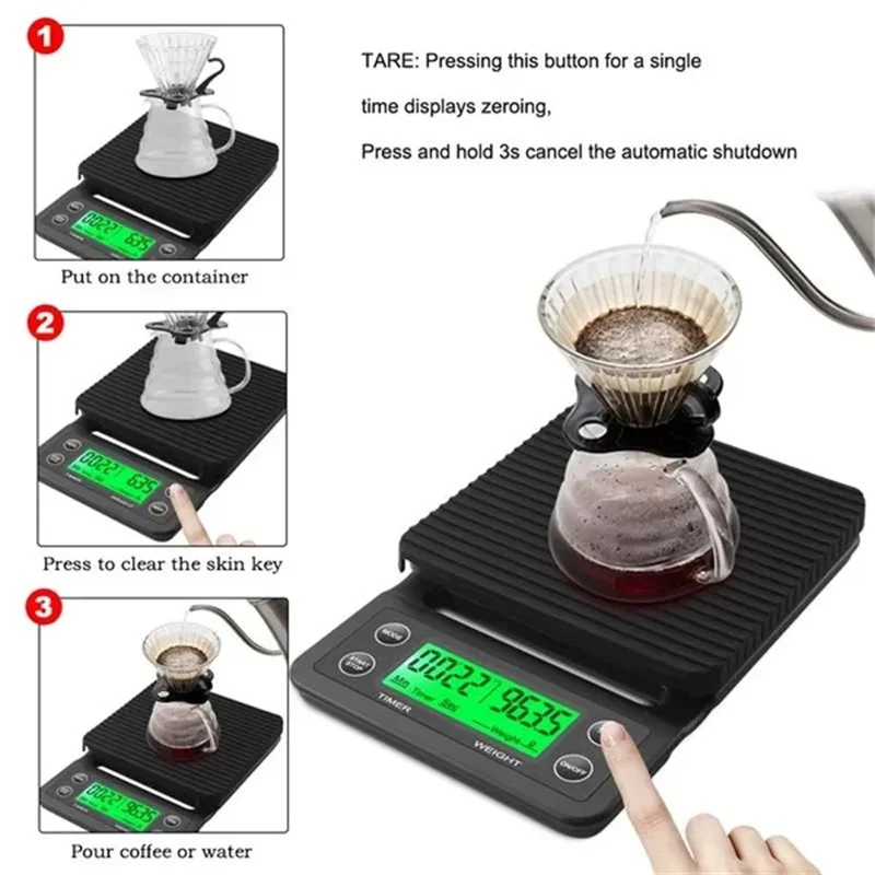 3/5kg 0,1g hochpräzise Kaffee waage mit Timer multifunktion ale Küchen waage Lebensmittel back waage LCD elektronische Digital waage