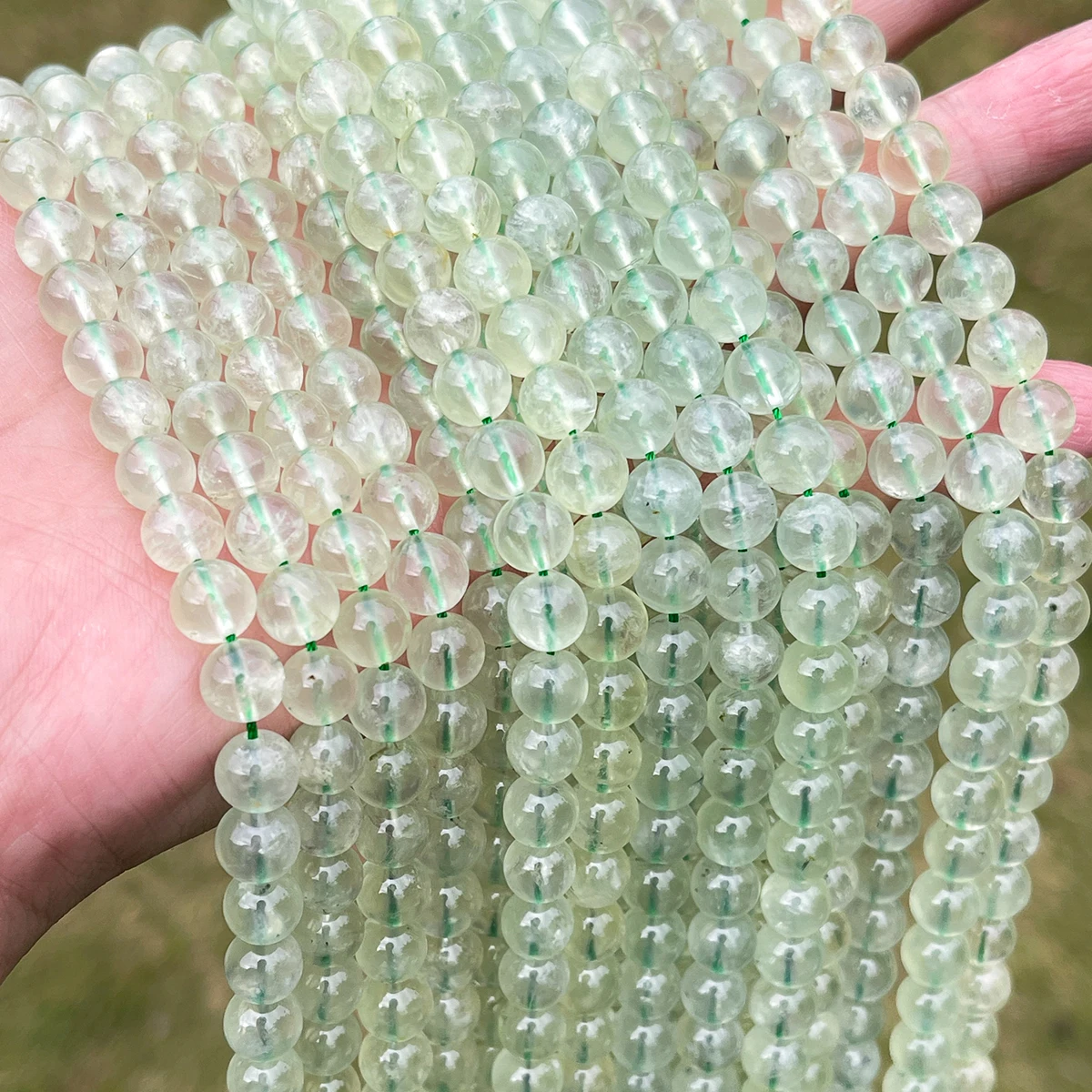 

4 6 8 10 12mm Natural Stone Prehnite Green Grape Stone Beads Round Loose Spacer Beads For Jewelry Making DIY Necklace Bracelet