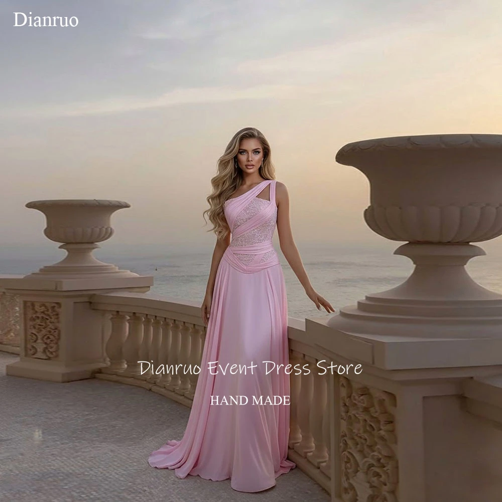 

Dianruo Regal One Shoulder Evening Dresses Chiffon Robes De Soirée A Line High Quality Vestidos De Fiesta Elegantes Customized