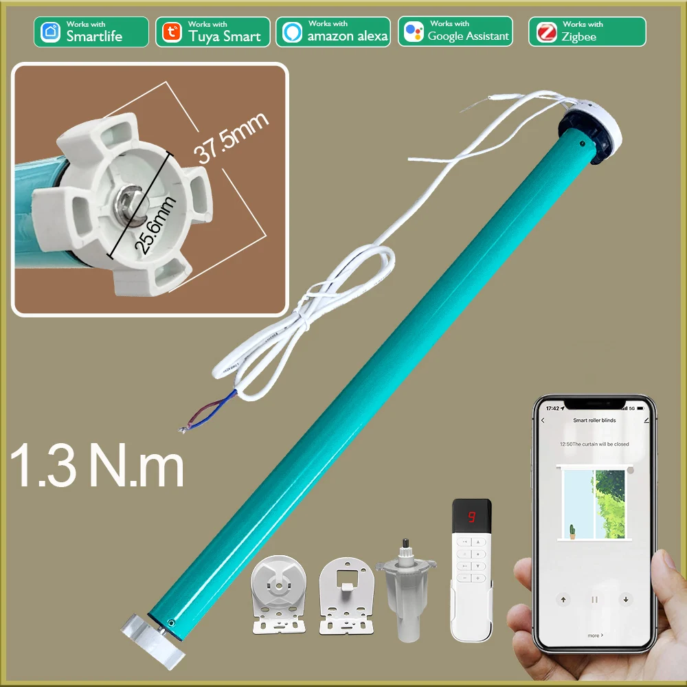 MyQ Matter Battery Operated Roller Shade Motor Tuya Smart Electric Curtain Driver for HomeKit SmartThings Indoor Bedroom Balcony
