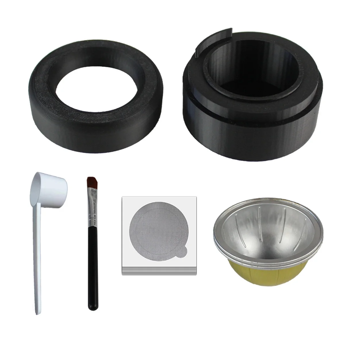 For Vertuo Series Capsule Kit for Reusable Pods with 50 Pcs Foil Seal Lids Holder Brush Cycle Fill Filter