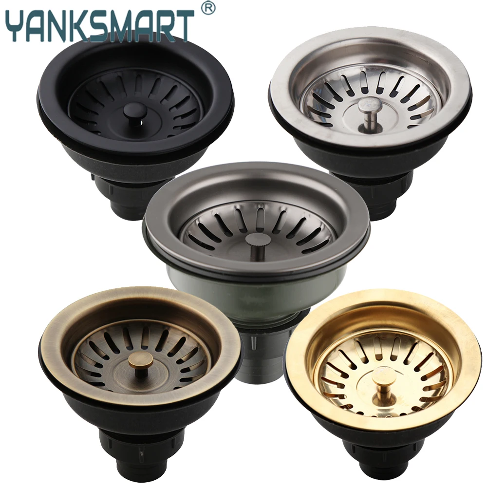 

YANKSMART Высококачественная кухонная раковина из нержавеющей стали, сливной фильтр для посуды, пробка, комбинированный комплект, дренажный набор для мусора, фильтр SUS304