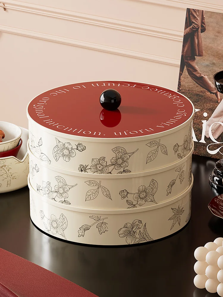 

April Fruits Tray Living Room Tea Table Sna Display Box Dry Fruit Candy Partition Storage Cover Moisture Proof Chinese Sle