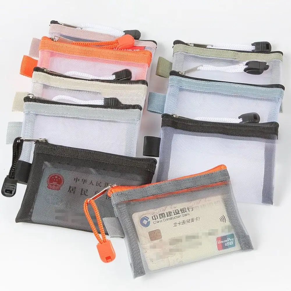 Bag Small Wallet Mesh Cosmetic Bag Lipstick Bags Small Coin Purse ID Credit Card Holder Mesh Storage Bags Mini Zipper Pouch
