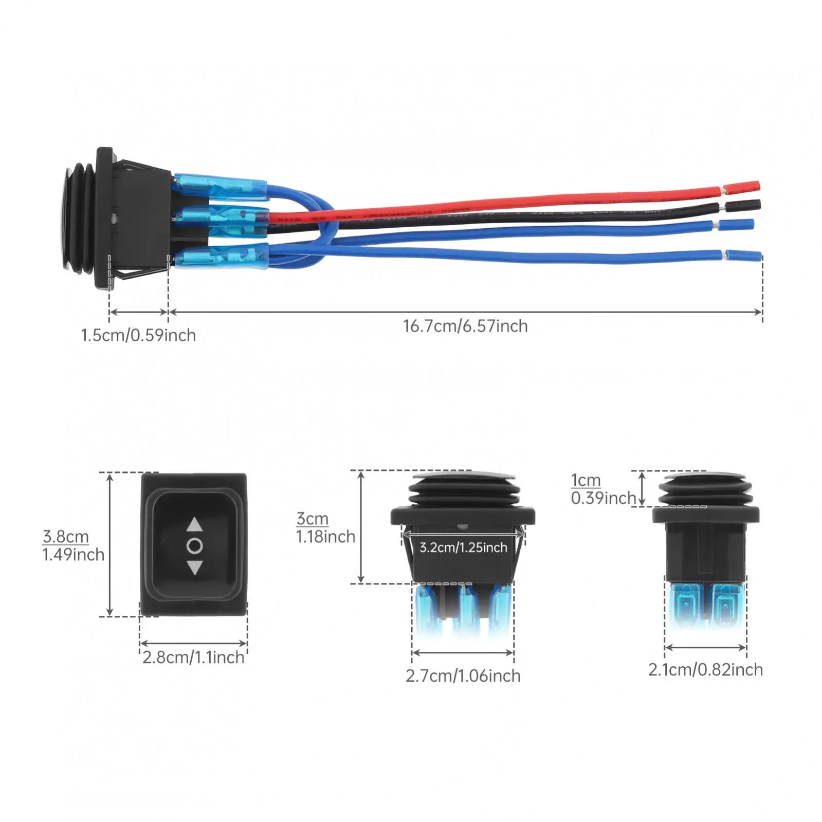 AC 110/220V DC 12V/24V Momentary Polarity Reverse Self Resetting Rocker Switch Motor Control Boat Rocker Toggle Switch with Wire