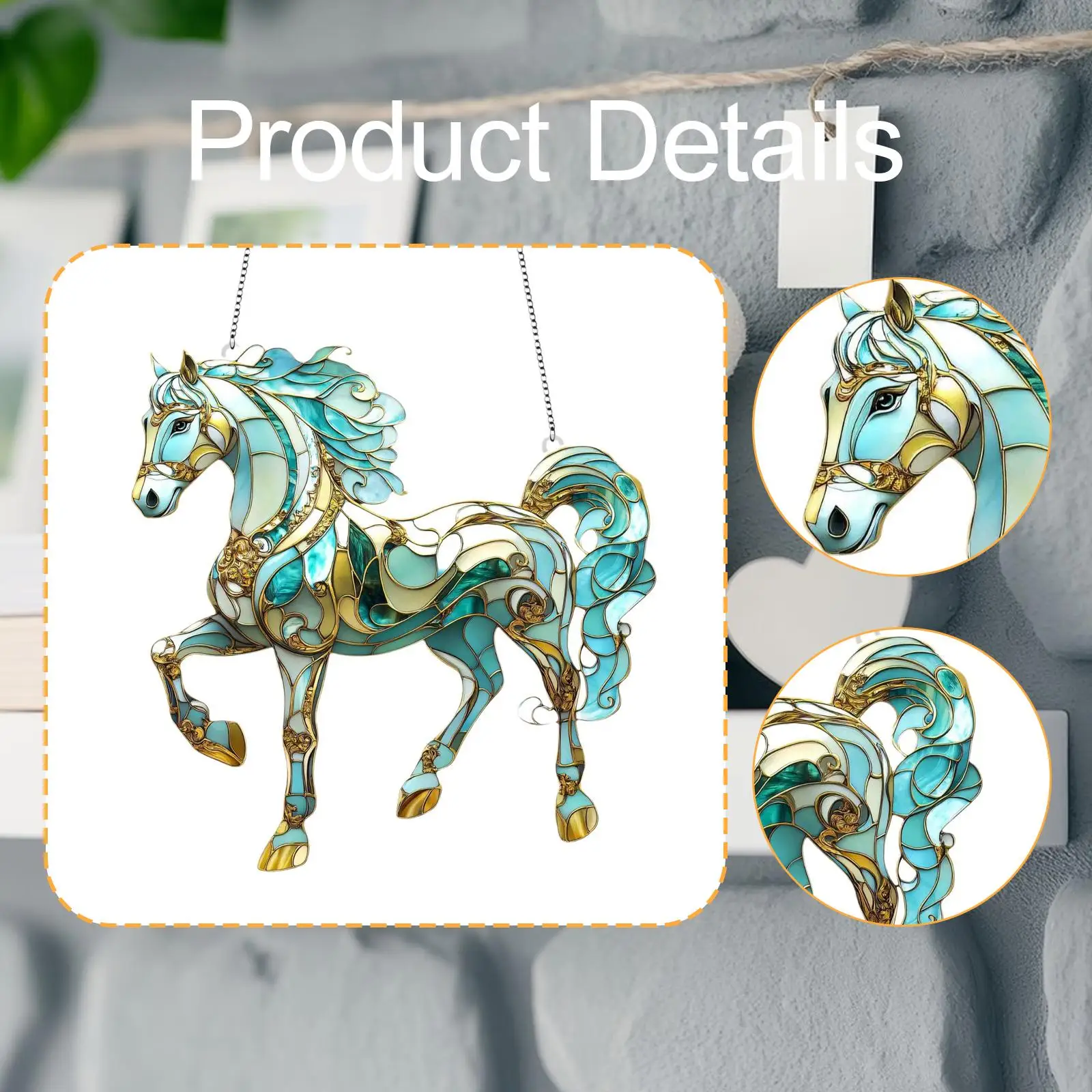 Horse Acrylic Light Catcher Ornament Cute Decoration Indoor Window Suncatcher Garden Decor for Living Room