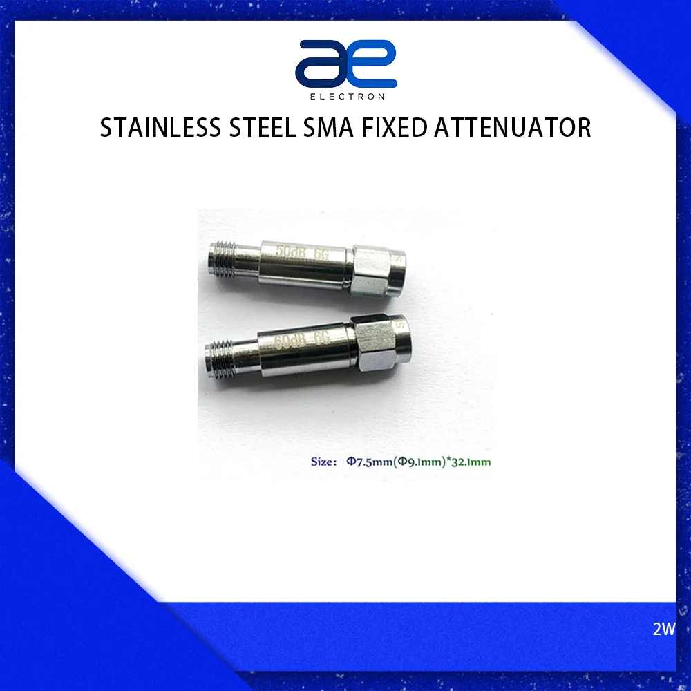 (1pcs-3pcs) DC-13GHz DC-18GHz 2W 50 Ohm Stainless Steel SMA Male to Female Fixed Coaxial RF Attenuator 1dB to 60dB