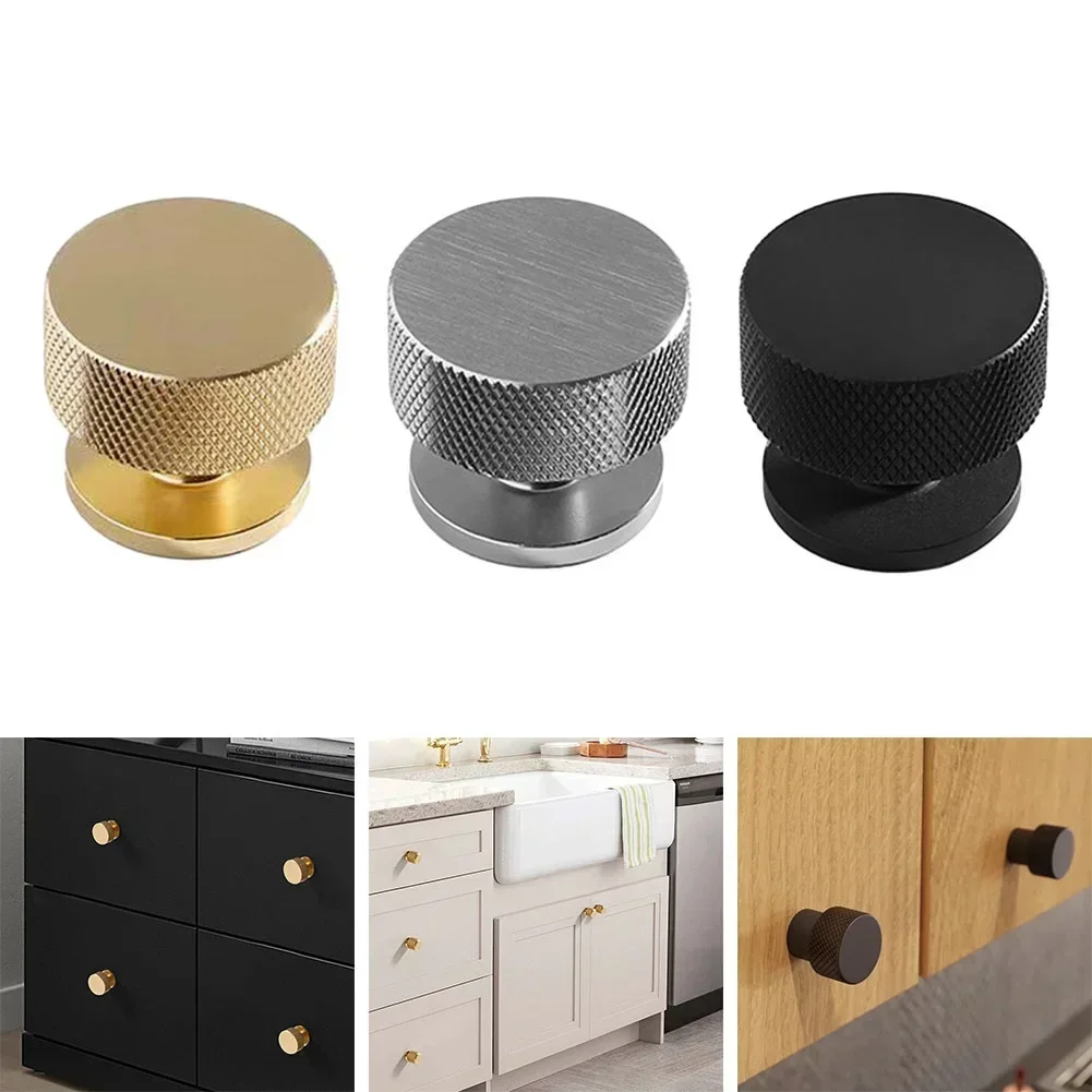 Knurled Cabinet Knob Matt Black Aluminium Kitchen Cabinet Door Cupboard Drawer Aluminum Alloy Strong And Long Service Life