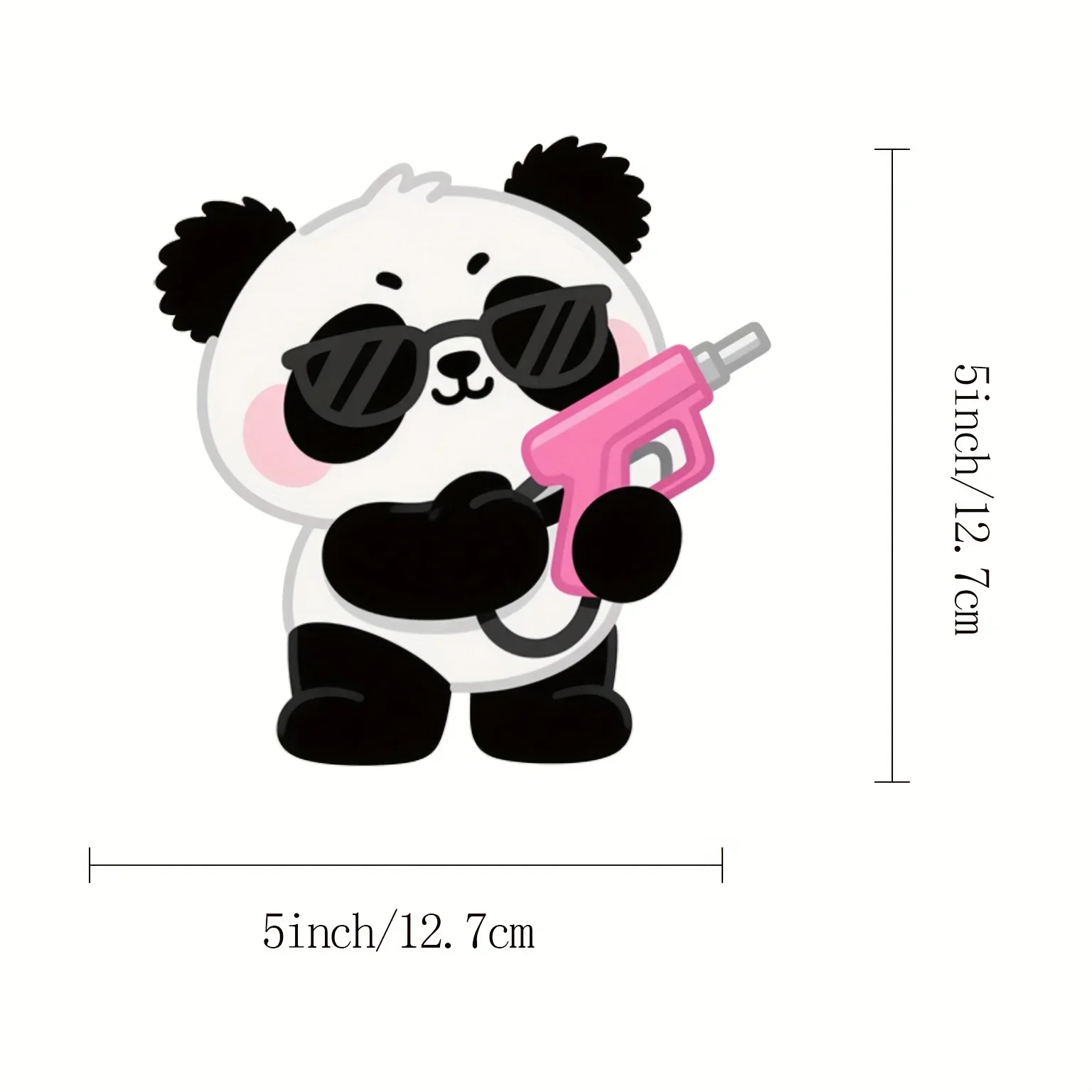 1 adesivo Panda alla moda con pistola ad acqua - Vibrazione giocosa, decalcomania decorativa rimovibile per custodie per telefoni, custodie per tablet e chitarra