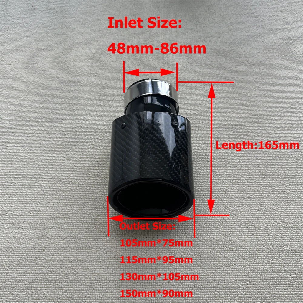 1Pcs RE Car Exhaust Pipe Modified 105 mm 115 mm 150mm Large Diameter Nozzle Bright Cawide Oval Carbon Car Exhaust Muffler