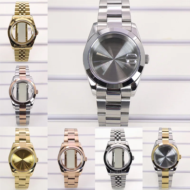 

36mm/39mm Luxury Watch Cases and Strap Sapphire Glass For NH35 NH36 NH34 NH38 Miyota 8215 Movement Watches Accessories Air King