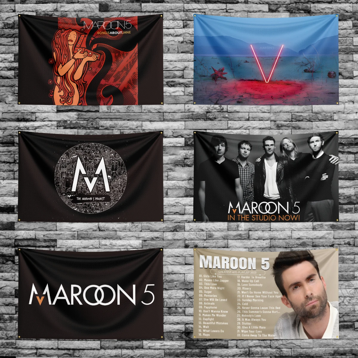 3x5 Ft M-Maroon 5 Heavy Rock Band Flag Polyester Digital Printing Banner for Bedroom Wall Art Out Door Tapestry Decoration