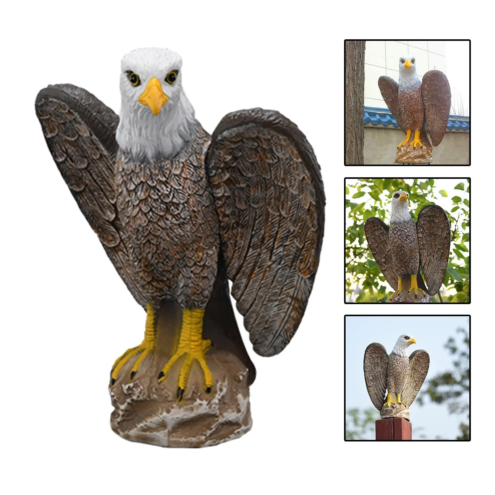 Garden Fake Eagle Decoy Statue Garden Yard Ornaments, Life-Like Bird Repellent