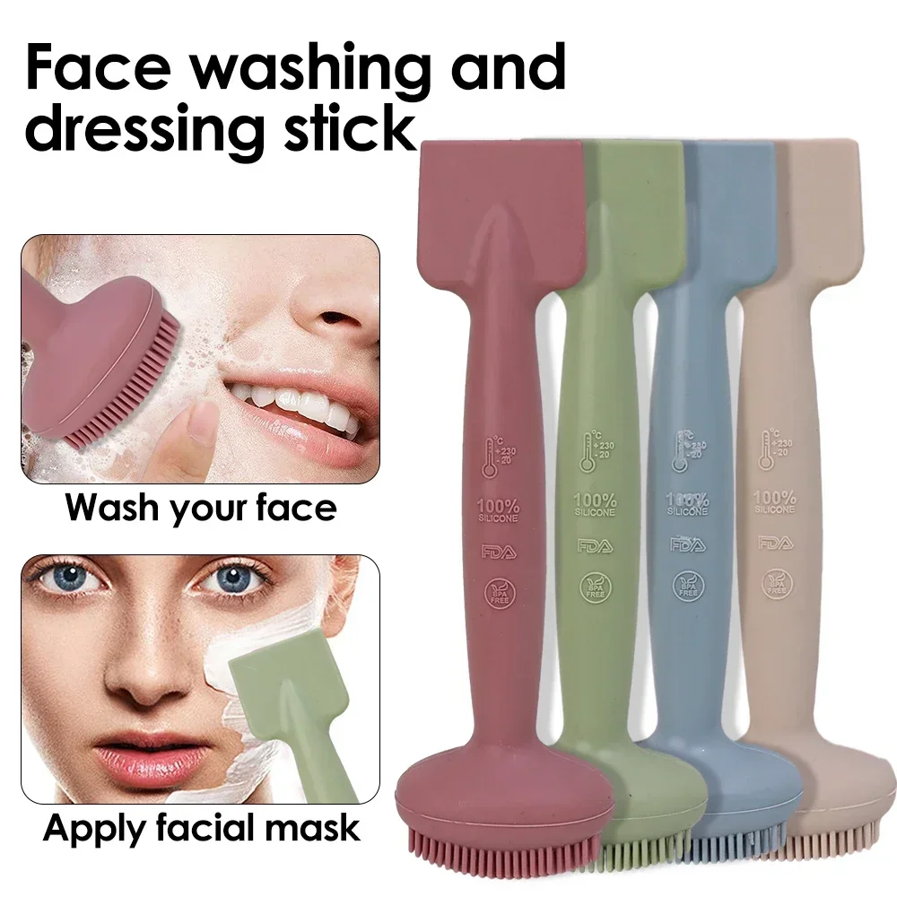 

Silicone Facial Cleansing Brush Manual Massage Facial Brush Double Head Face Wash Brush Blackhead Remover Skin Care Tools