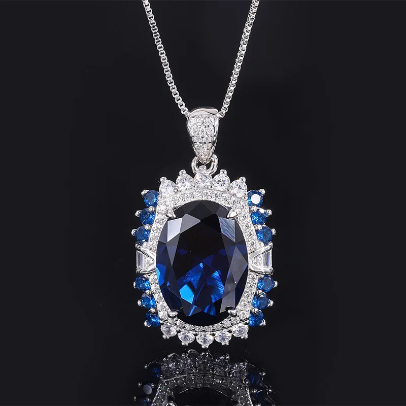 Luxury brand genuine real jewels S925 Full body silver Tiktok simulation red blue treasure inlaid diamond dan 13 * 18 women's pe