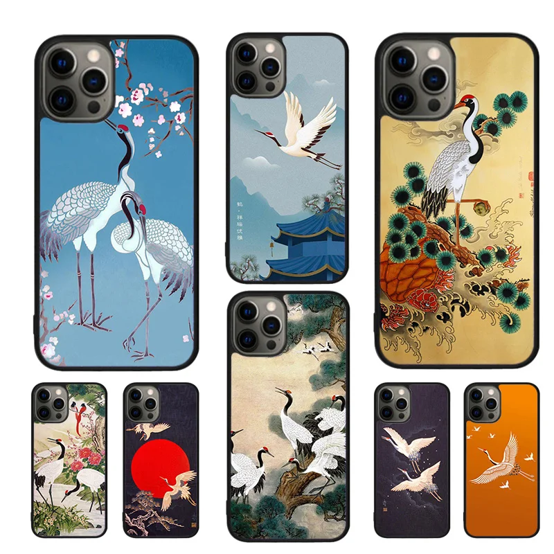 

Чехол для телефона с красной короной «Журавль Птица» для iPhone 16, 15, 14, 11, 12, 13, мини Pro XR XS MAX Plus, чехол-чехол