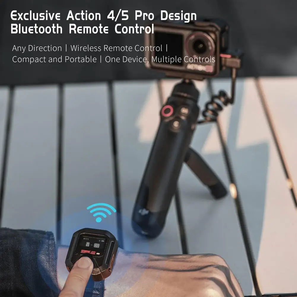

Black For DJI ACTION5Pro/4 Sports Camera GPS Intelligent Bluetooth 5.0 Remote Control Type-c Charge Interface Max 25M Use 2 O4U0