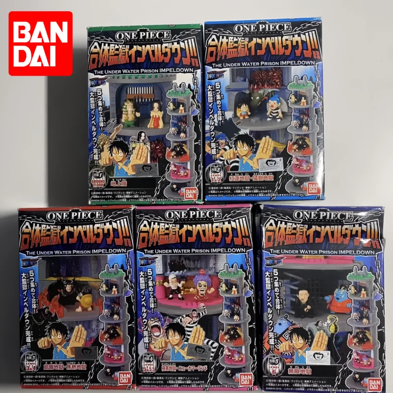 Original Bandai One Piece Impel Down Underwater Prison Magellan Emporio Ivankov Miniature Scene Action Figures Complete Model