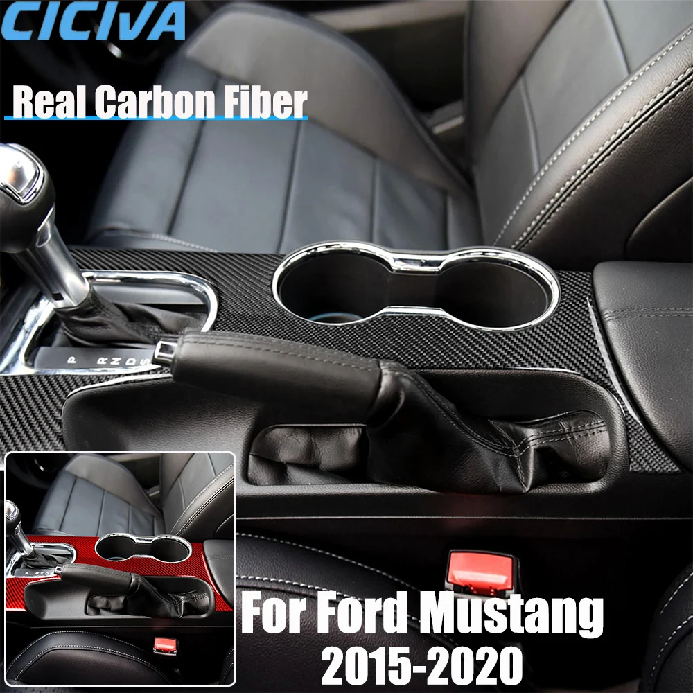 

Real Carbon Fiber Car Accessories Gear Shift Surround Trim Soft Cover Sticker For Ford Mustang 2015 2016 2017 2018 2019 2020