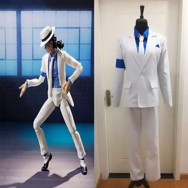 Custom Made Michael Jackson Smooth Criminal Suit Michael Jackson Cosplay Costume top pants shirt tie hat strap