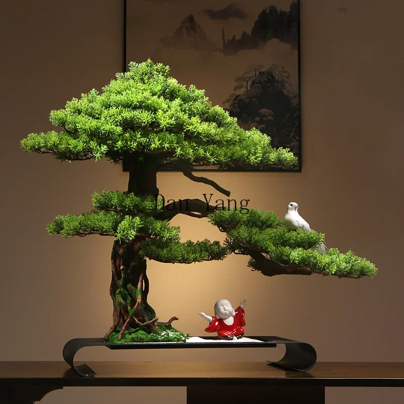 DY Zen New Chinese Simulation Welcome Pine Ornament Micro Landscape Anti-real Green Plant Fake Model House Ornament