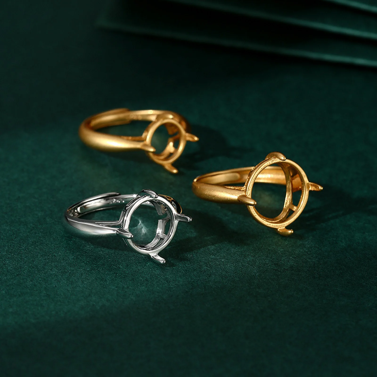 2Pcs/lot Adjustable Copper Ring Blank For 5-15mm Round Gemstone Ring Cabochon Mounting Jewelry Making Gift For Women